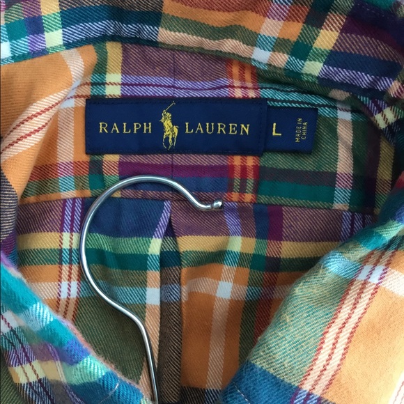 Ralph Lauren  POLO Men’s Green / Orange long sleeved Size Large.$50 - Picture 9 of 11